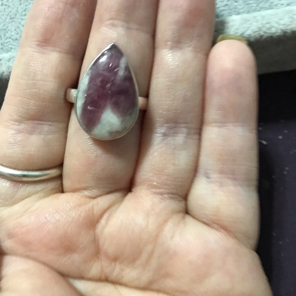 New Sterling Silver Teardrop Pink Tourmaline in Quartz Ring Size 8.5-8.75 Gem - Picture 13 of 16